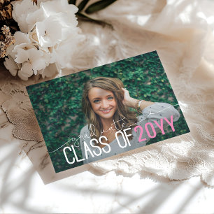 Modern minimal photo graduation announcement card