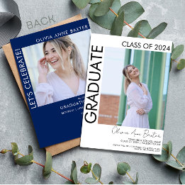 Modern Minimal Photo Graduation Party Invitat Invitation