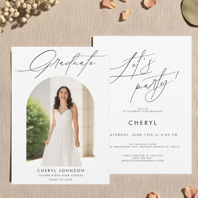 Modern Minimal Photo Graduation Party Invitation (Creator Uploaded)