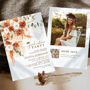 Modern Minimal Photo Graduation QR Code Invitation