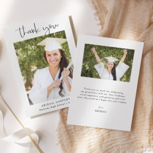 Modern Minimal Photo Graduation Thank You Card