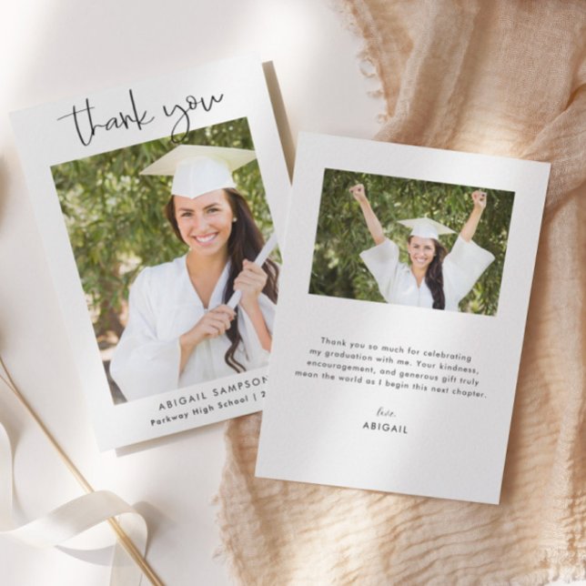 Modern Minimal Photo Graduation Thank You Card (Creator Uploaded)