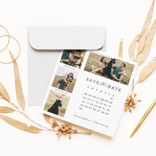 Modern Minimal Photo Grid Collage Stylish Calendar Save The Date