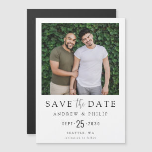 Modern Minimal Photo LGBTQ Save the Date Card