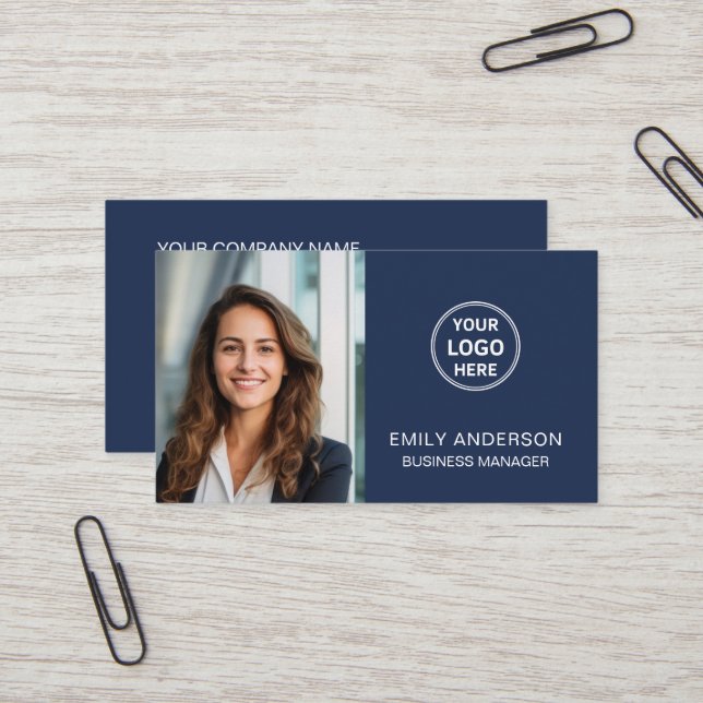 Modern Minimal Photo Logo QR Professional Business Card (Front/Back In Situ)