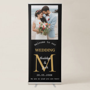 Modern Minimal photo Monogram Wedding Welcome  Retractable Banner