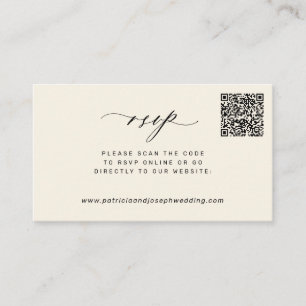 Modern minimal photo QR code ivory wedding RSVP Enclosure Card