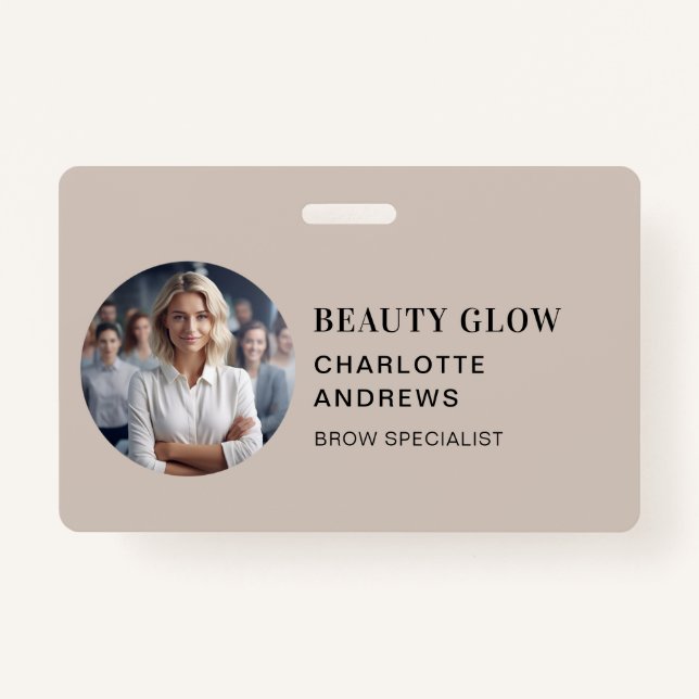 Modern, Minimal, Photo, Salon ID Badge (Front)