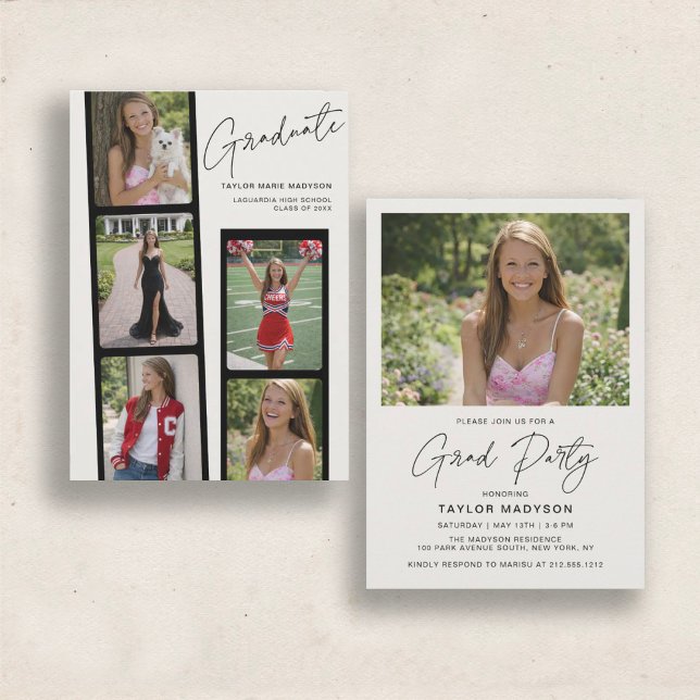 Modern Minimal Photo Strip | Graduation Party Invitation (Creator Uploaded)