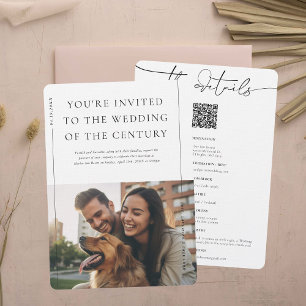 Modern Minimal   Photo Wedding Details &  Invitation