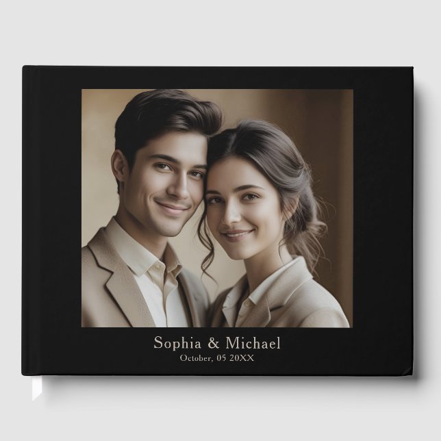 Modern Minimal Photo Wedding Guest Book Template  (Front)