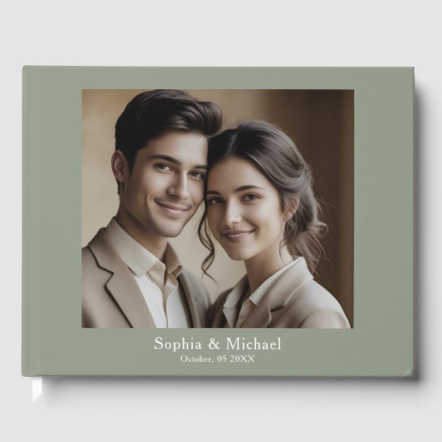 Modern Minimal Photo Wedding Guest Book Template  (Front)