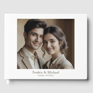 Modern Minimal Photo Wedding Guest Book Template 