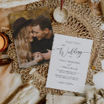 Modern Minimal Photo Wedding Invitation<br><div class="desc">Minimal wedding invitation template card featuring modern script text. Customize this invite by adding your own wedding information. Perfect for any season wedding. You can add your engagement photo on the back.</div>