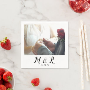 Modern Minimal Photo Wedding Logo Napkin