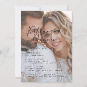 Modern Minimal photo Wedding Rehearsal Dinner Invitation