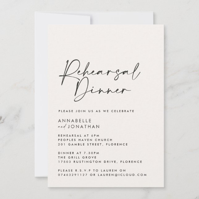 Modern Minimal photo Wedding Rehearsal Dinner Invitation (Front)