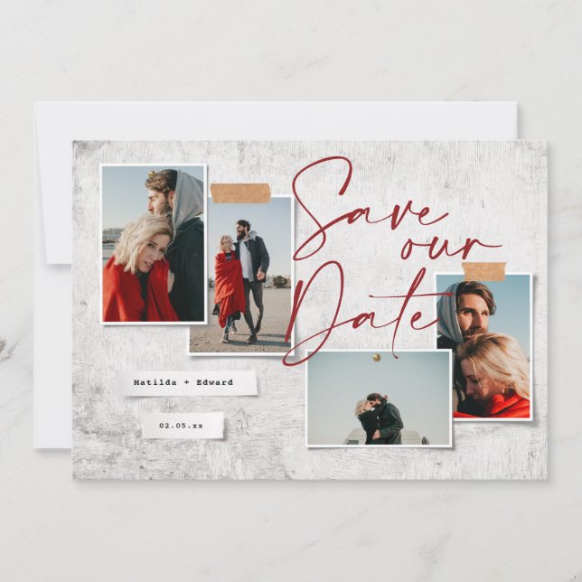 Modern minimal photo wedding save the date (Front)