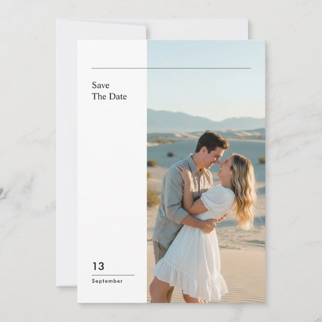 Modern Minimal Photo Wedding Save The Date Invitation (Front)