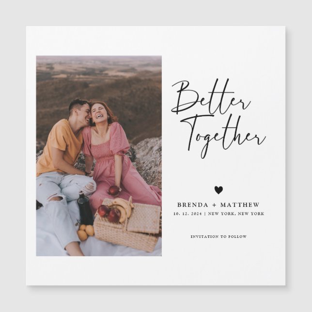Modern Minimal Photo Wedding Save The Date Magnet (Front)