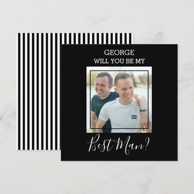 Modern Minimal Photo | Will You Be My Best Man? Invitation (Front/Back)