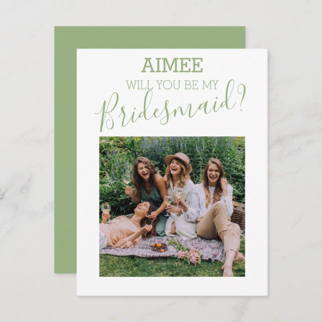Modern Minimal Photo | Will You Be My Bridesmaid (Front/Back)