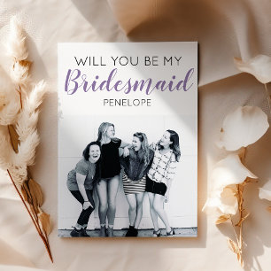 Modern Minimal Photo Will You Be My Bridesmaid