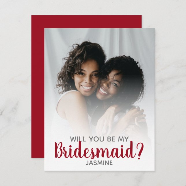 Modern Minimal Photo | Will You Be My Bridesmaid (Front/Back)