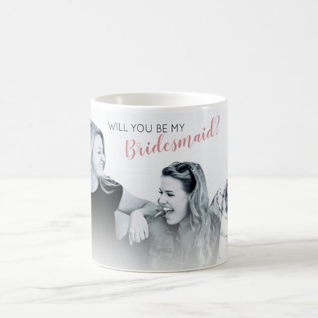 Modern Minimal Photo | Will You Be My Bridesmaid C Coffee Mug (Center)