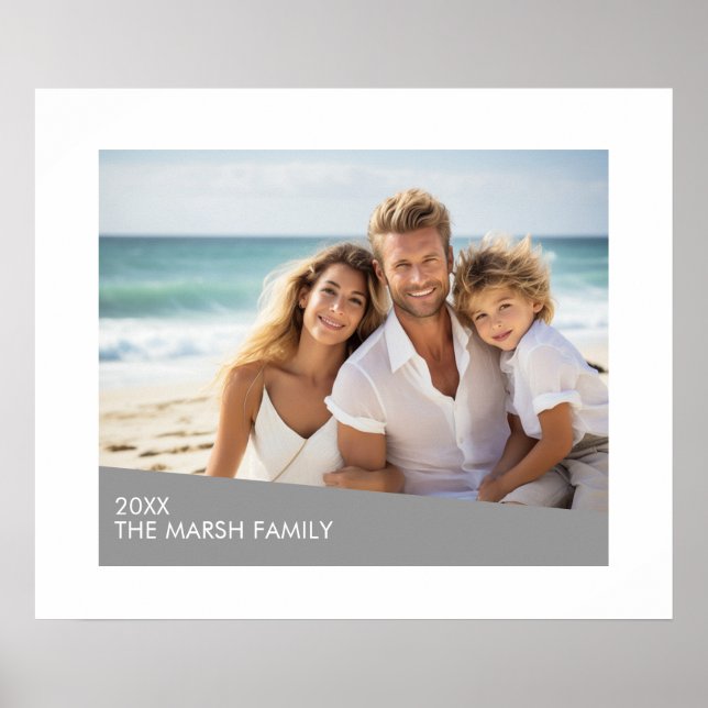 Modern Minimal Photo with Diagonal Colour Block Poster (Front)