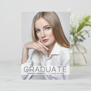 Modern Minimal Photo Wt Graduate Announcement Card