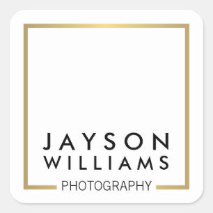 Modern Minimal Photographer Gold Square Logo I Square Sticker