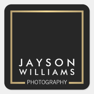 Modern Minimal Photographer Gold Square Logo II Square Sticker