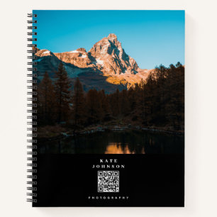 Modern Minimal Photographer QR Code Social Media Notebook