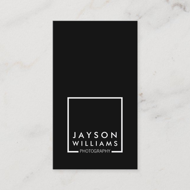 Modern Minimal Photographer Square Logo II Business Card (Front)