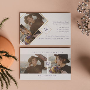 Modern & Minimal Photography 2 Photo Monogram Business Card