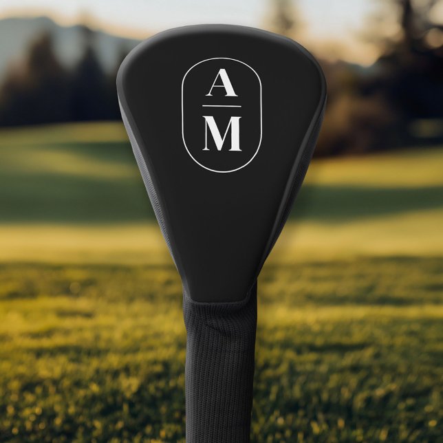Modern Minimal Pill Monogram - Black Golf Head Cover (Personalized Golf Head Cover)