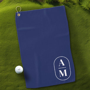 Modern Minimal Pill Monogram - Navy Blue Golf Towel