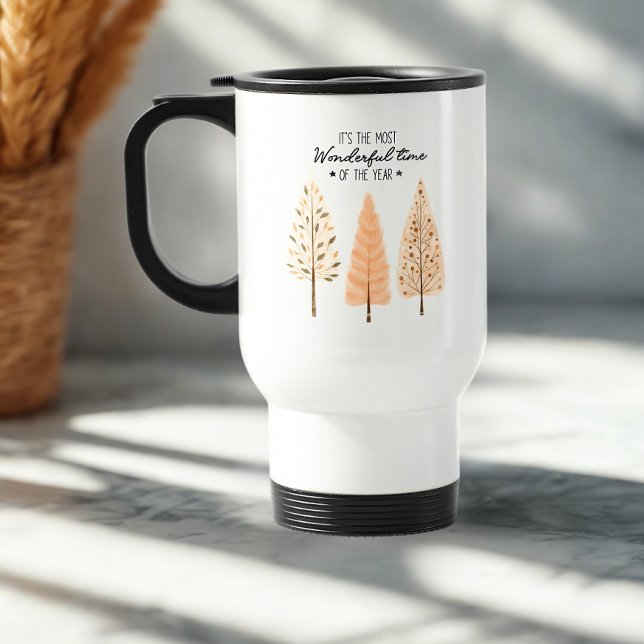 Modern Minimal Pine Tree Hygge Style Holiday Travel Mug (Creator Uploaded)