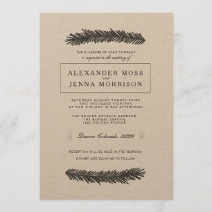 Modern Minimal Pine Wedding Invitation