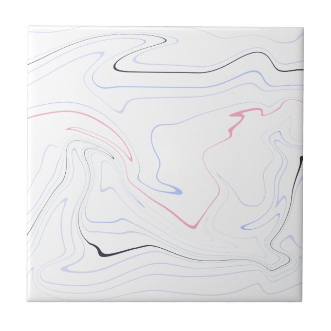 Modern & minimal pink, black, blue, white marble tile (Front)