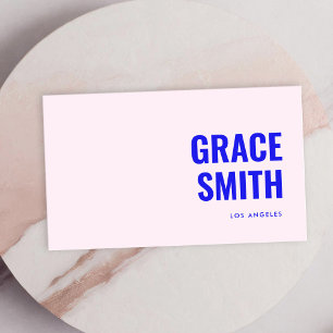 Modern Minimal Pink Blue Bold Typography Business Card