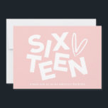 Modern minimal pink girly typography 16th birthday invitation<br><div class="desc">Modern minimal bold typography 16th birthday girly pink and white party invitation.</div>