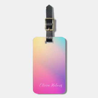 Modern Minimal Pink Gradient Personalised Luggage Tag