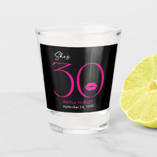 Modern Minimal Pink Lips She's Thirty Birthday Shot Glass