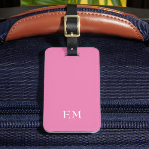 Modern Minimal Pink Monogrammed Initials Luggage Tag