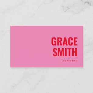 Modern Minimal Pink Red Bold Typography Business Card