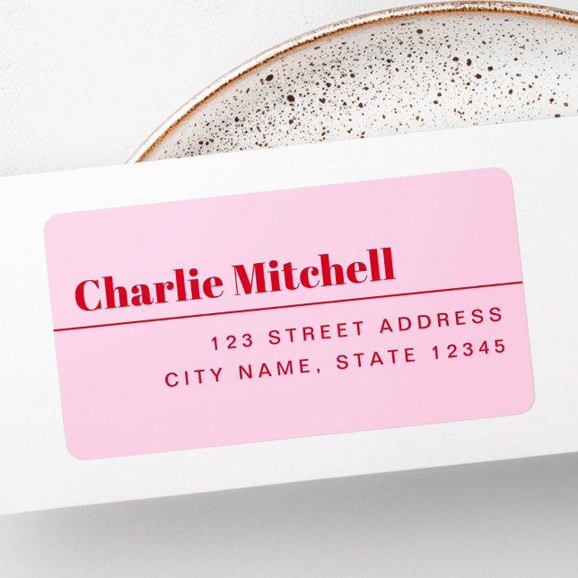 Modern minimal pink red return address label (Modern minimal pink red return address label)