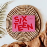 Modern minimal pink   red typography 16th birthday invitation<br><div class="desc">Modern minimal bold typography 16th birthday pink and red party invitation.</div>