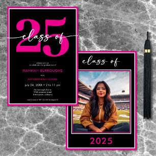Modern Minimal Pink Script Graduation Party Invitation